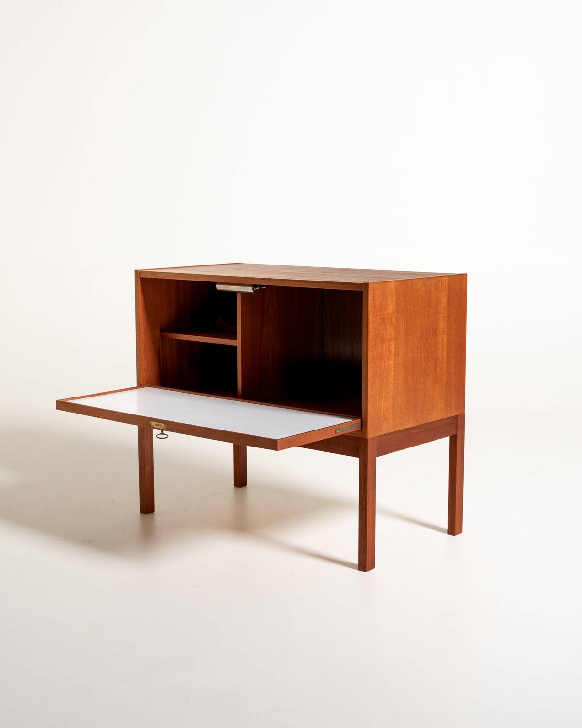 Teak Bar Cabinet with Drop-Down Door, Scandinavia, 1960s
