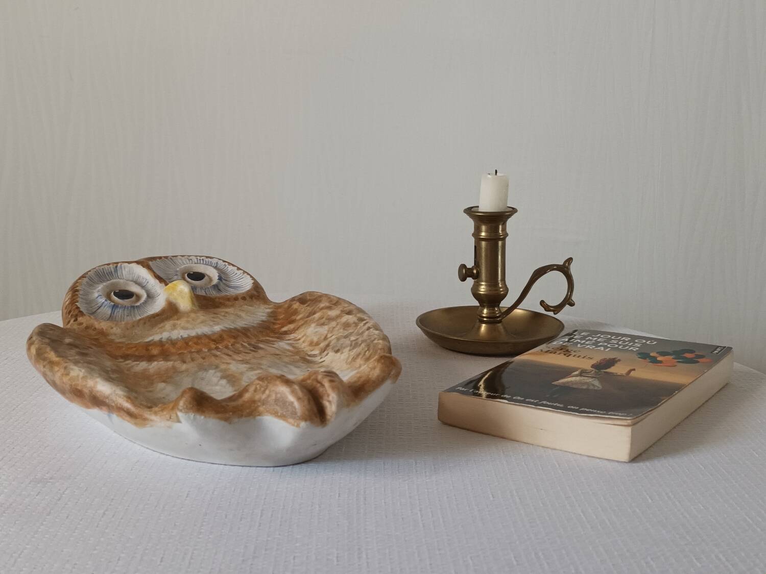 Vintage Vallauris ceramic owl trinket tray