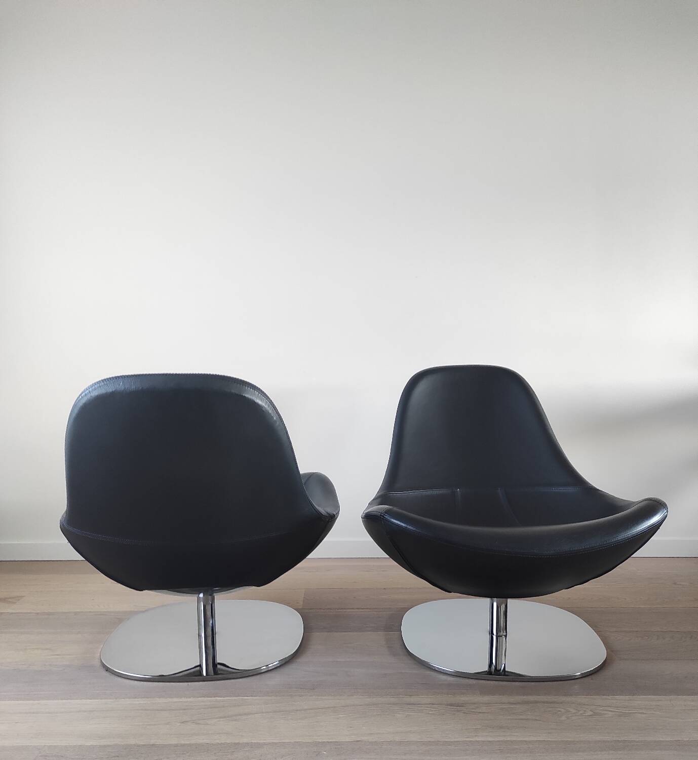 Pair of Tirup Ikea leather armchairs
