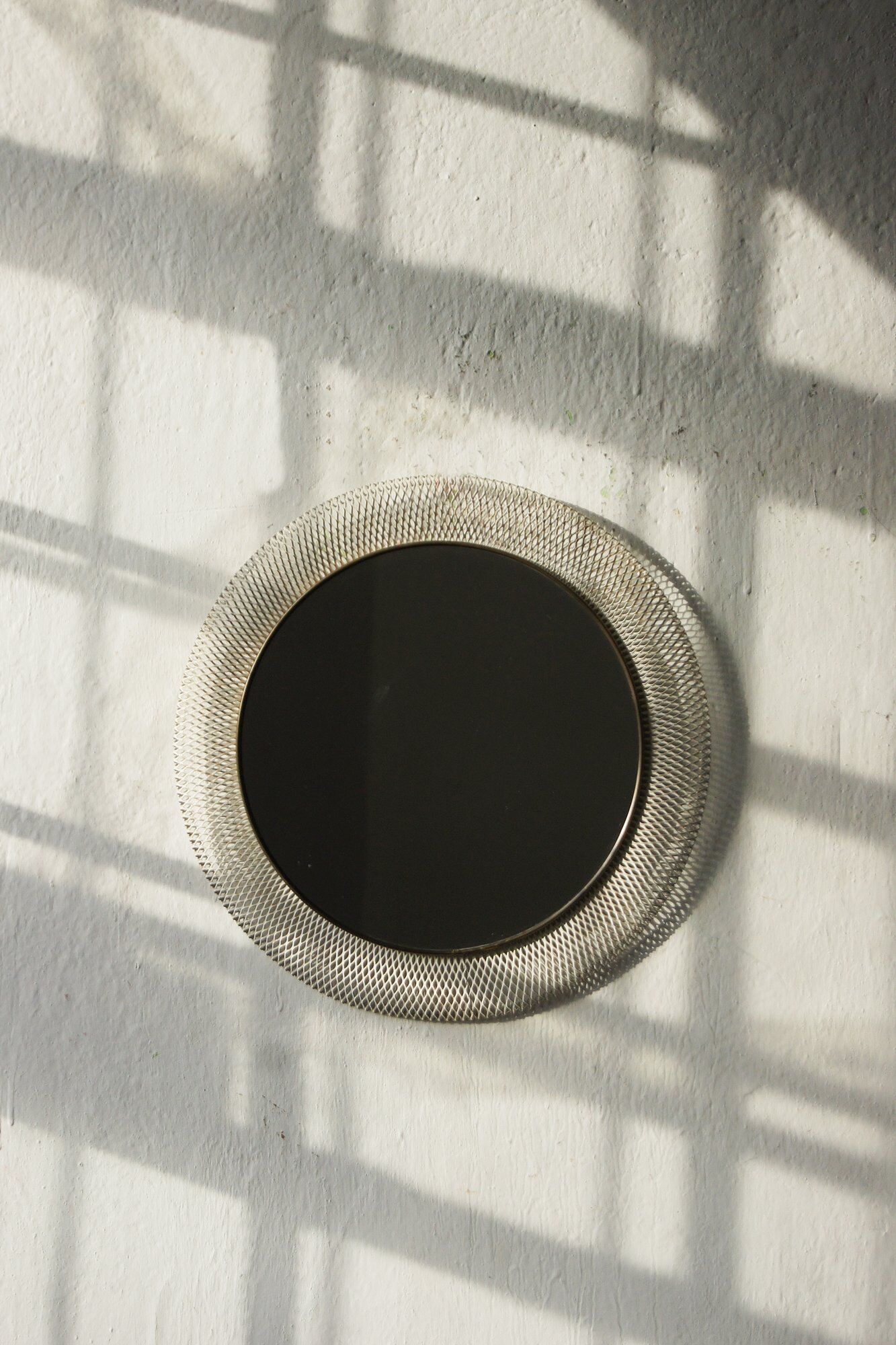 Mid-Century White & Brass Metal Mirror from Vereinigte Münchner Werkstätten, 1950s