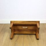 Wooden stool low rectangular seat ash wood