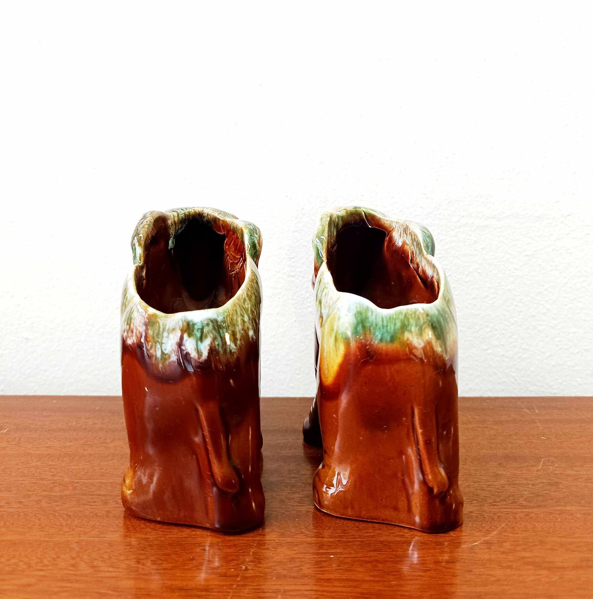 Pair of vintage ceramic elephant vases