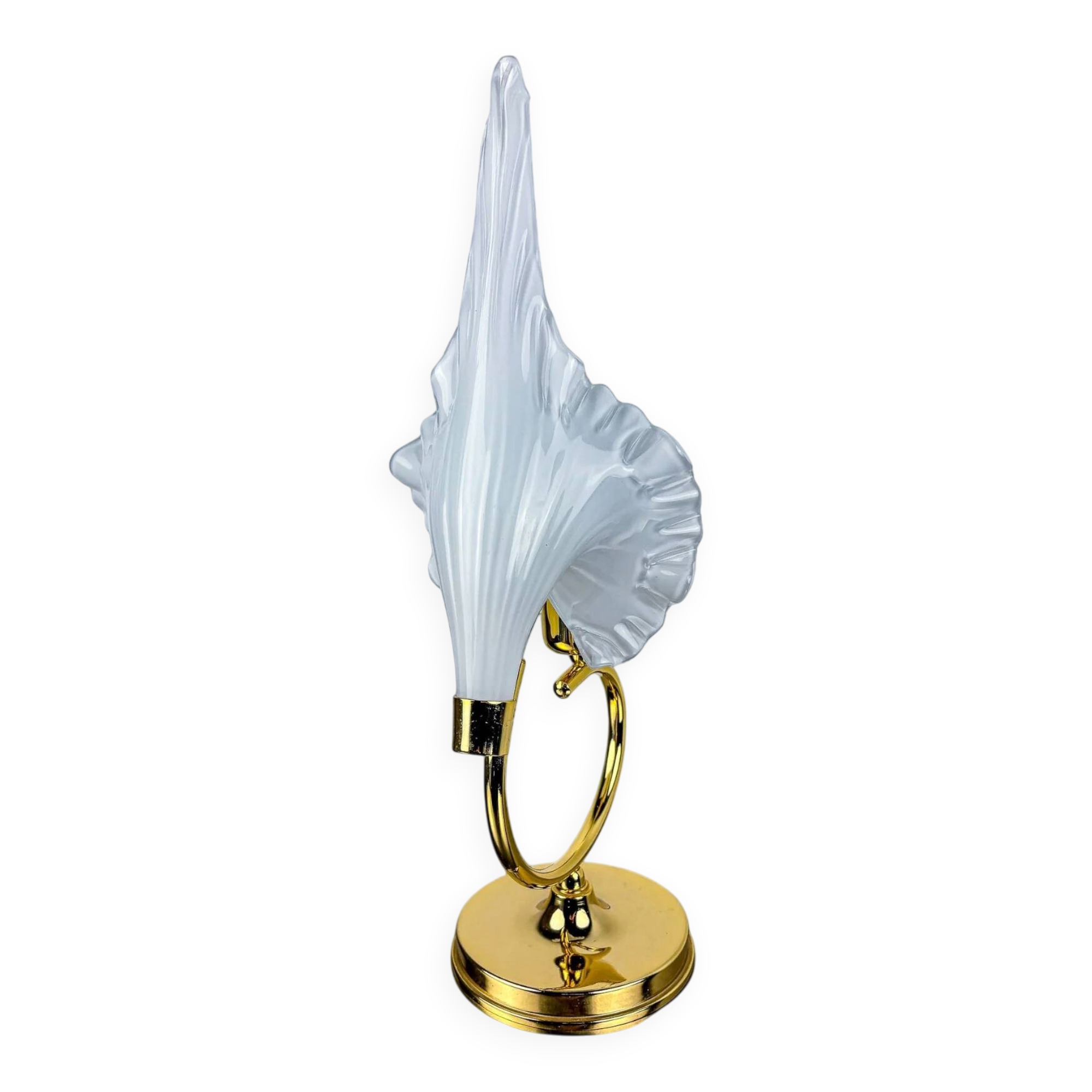 Italian white calla lily flower table lamp, Murano glass, 1970s
