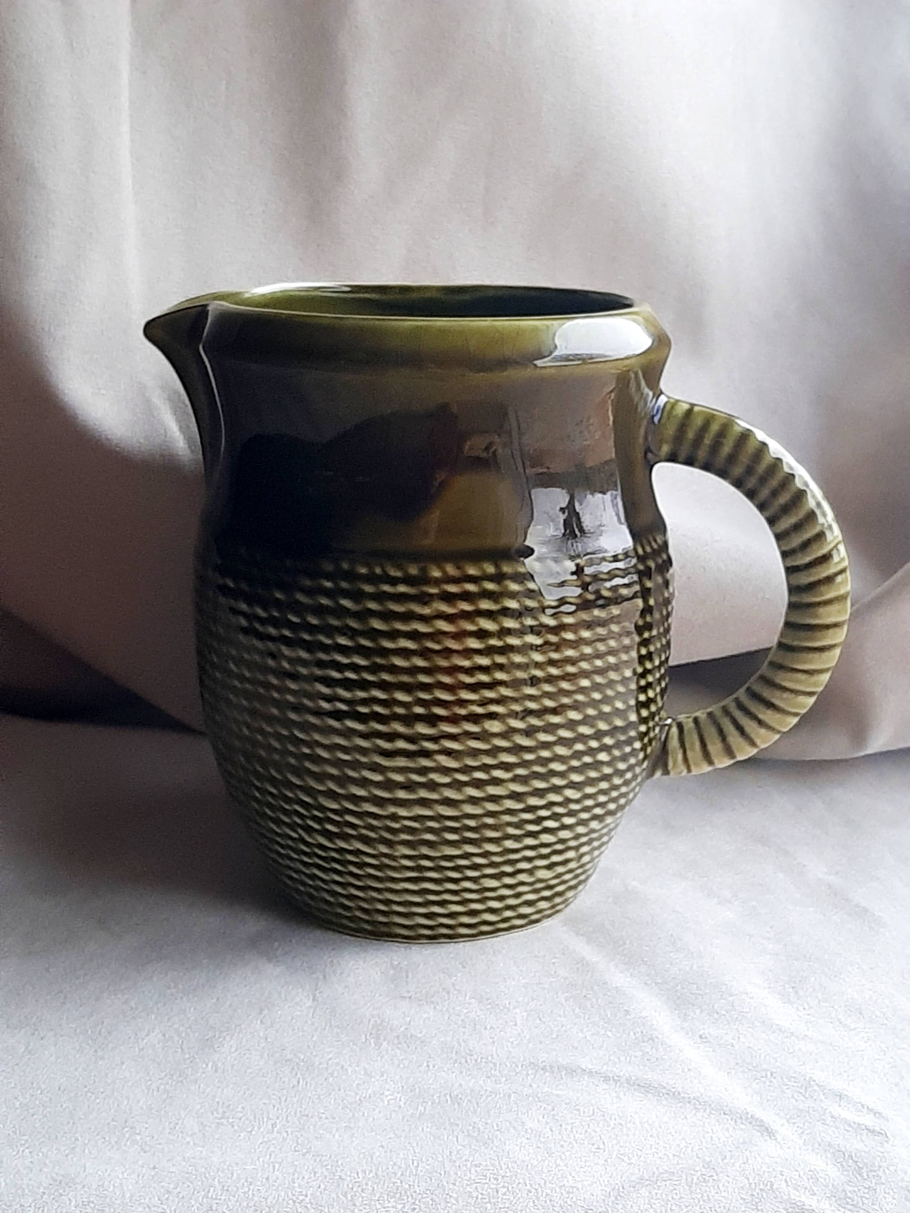 Kaki ceramic jug from Sarreguemines