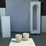 Set of 2 cups in Indonesian ceramic (brown & speckled glazed matte)