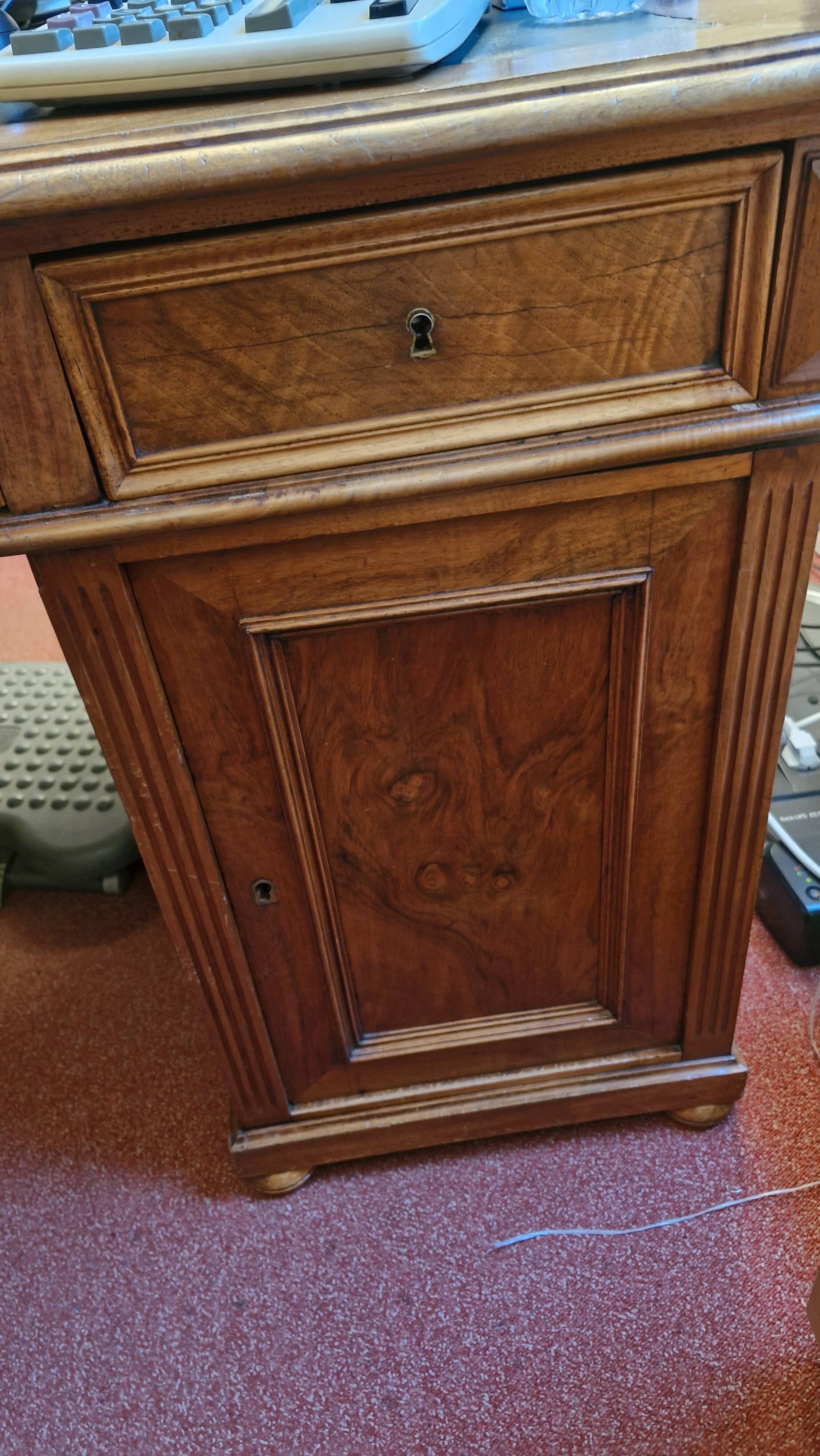 Walnut desk with leather top