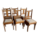 Set of 6 Amsterdamse School Art Deco Dining Chairs, Warm Oak Wood with Beige Upholstery