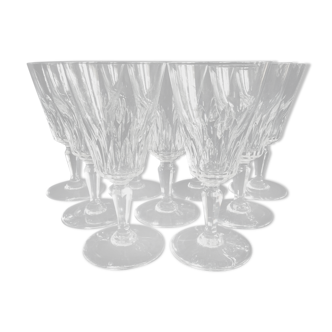 Set of 9 crystal water glasses Baccarat model Carcassonne