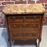 Louis XVI style chest of drawers with pink marble top