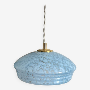 Vintage blue Clichy glass pendant light