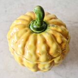 Sarreguemines majolica pumpkin jam pot 1930