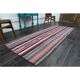 1970s Vintage Turkish Oushak Handmade Wool Cotton Red Runner Rug 95x252