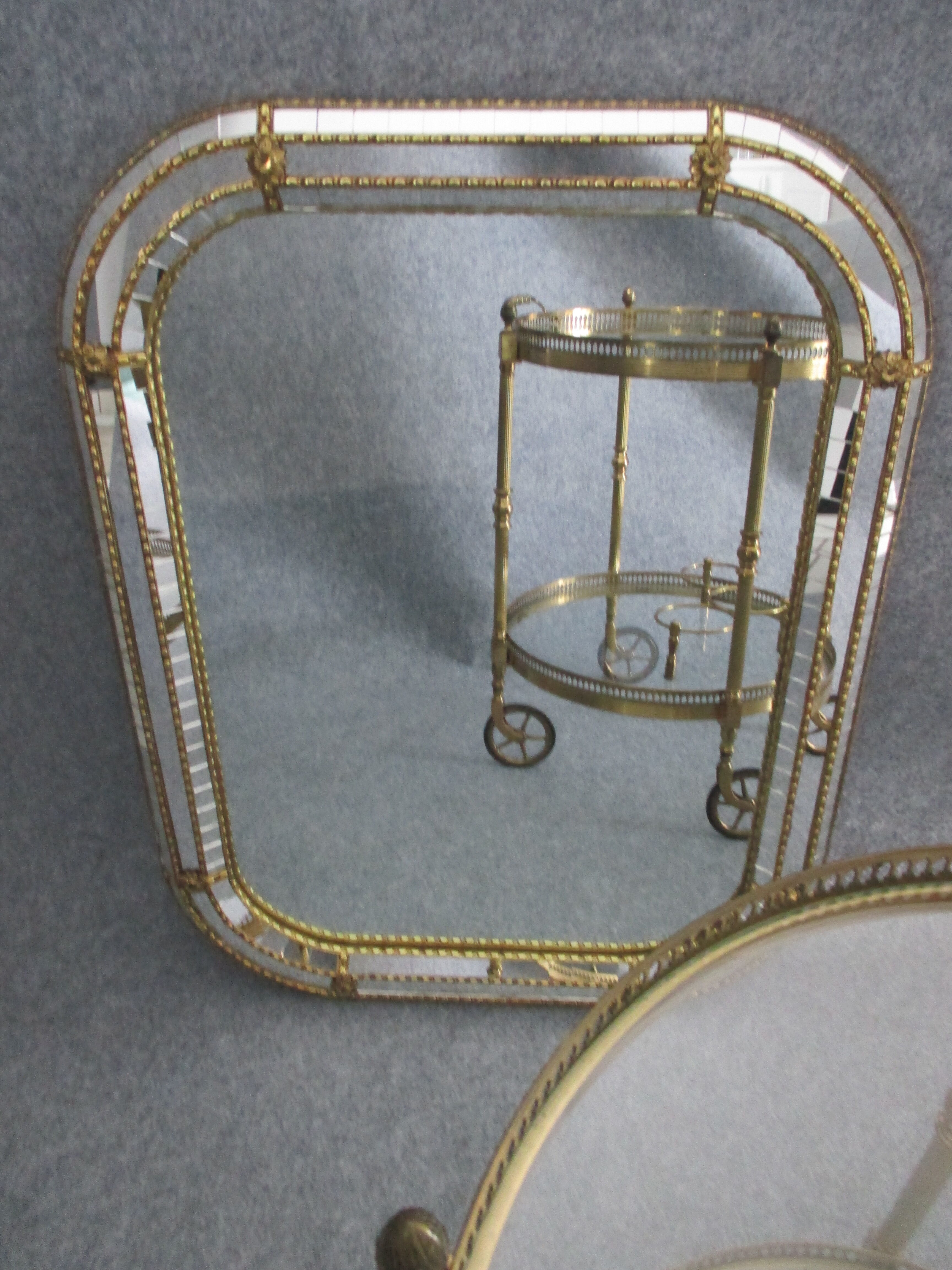 Miroir a facettes et parcloses laiton 1930/1950 - 64x81cm