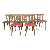 Lot de 12 chaises bistrot skaï rouge 1960 vintage