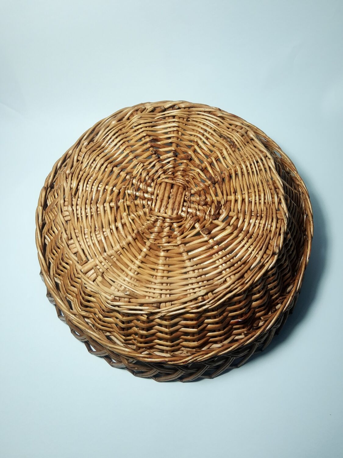 Vintage round wicker basket