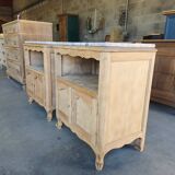 2 antique bedside tables made of solid wood and marble – sandblasted