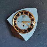 Vintage formica clock silent asymmetrical wall pendulum "MP blue black"