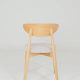 Ensemble moderne de 6 chaises de salle à manger, tissu écru et bois de hêtre naturel