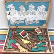 Former Construction Game JEUJURA No.2N Chalet Des Neiges - Vintage Wood Box