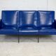 Sofa imitation leather blue and steel, 3 seats, France, circa 1960