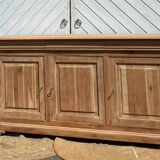 Enfilade / antique buffet in solid raw wood with 3 drawers.