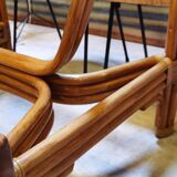 Dining table in rattan and glass 1960