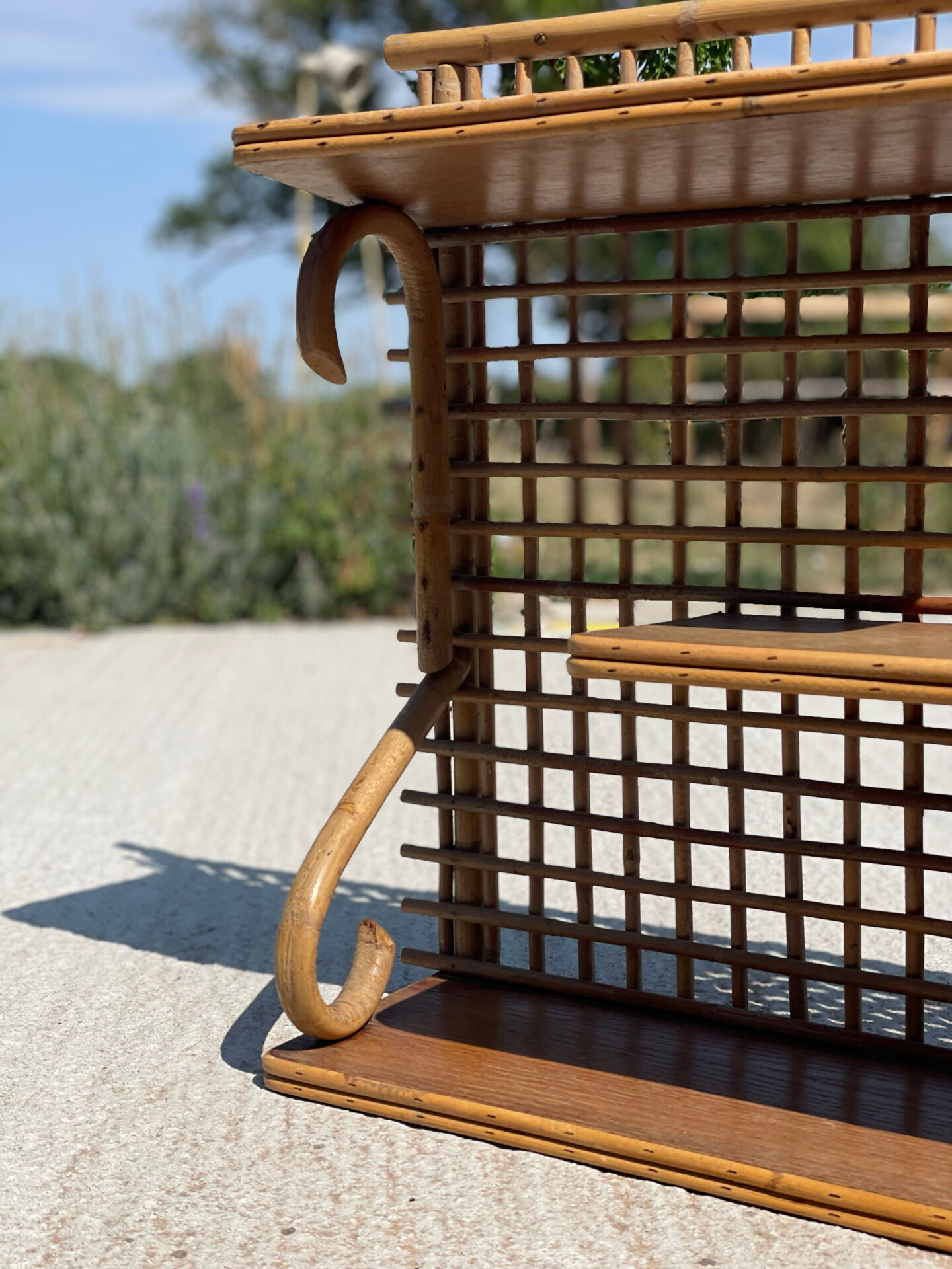 Vintage Rattan and Bamboo Wall Shelf – 1960s/70s