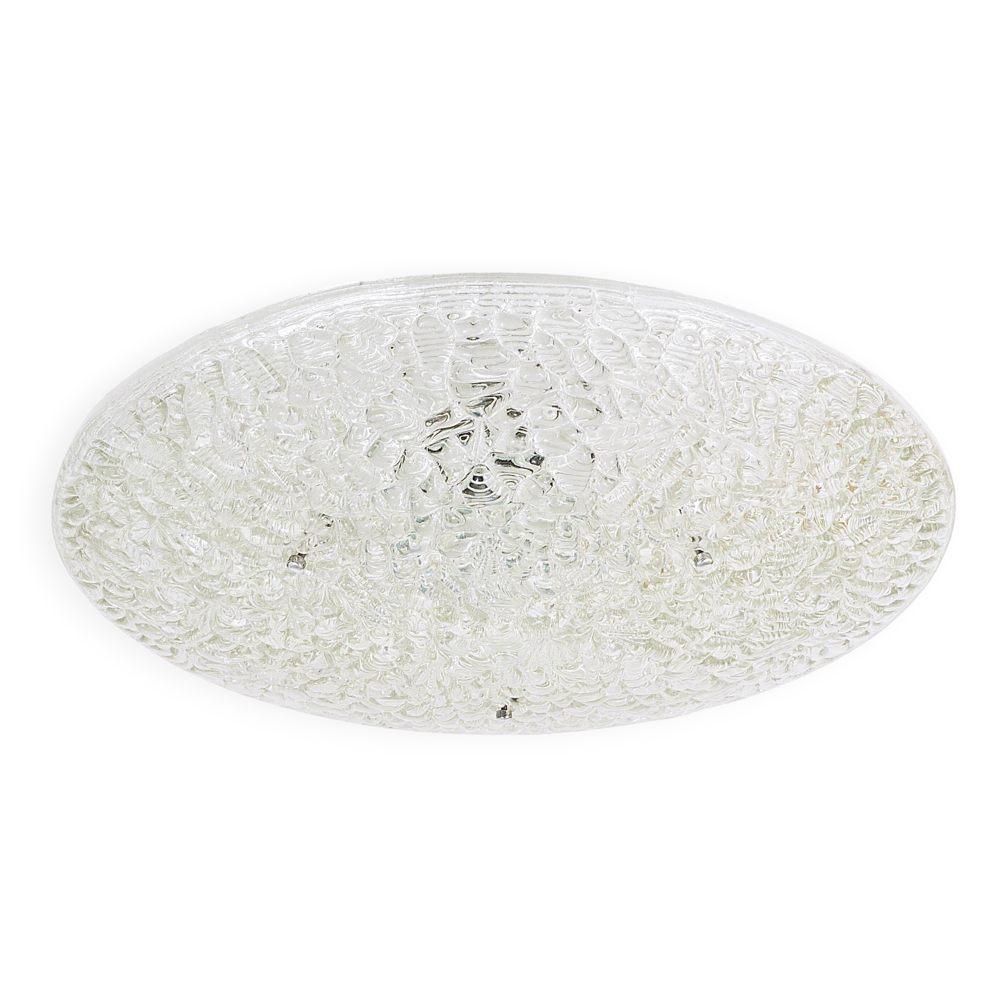 Round textured glass ceiling light J. T. Kalmar mid-century, Austria, 1960s