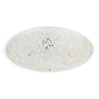 Round textured glass ceiling light J. T. Kalmar mid-century, Austria, 1960s