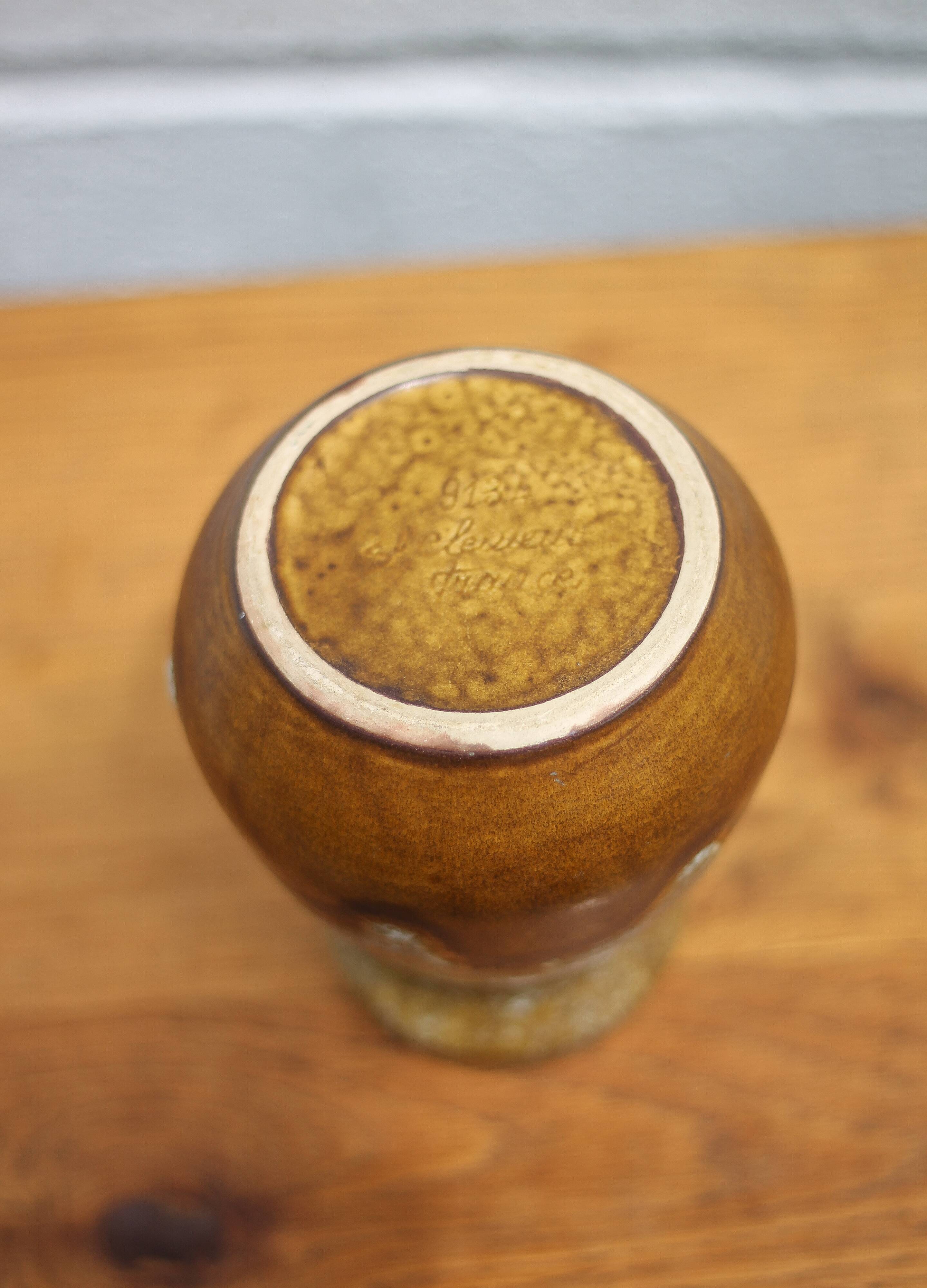 St Clément fat lava vase, vintage vase, St Clément ceramic vase, made in France, flower pot