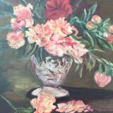 Table oil bouquet of peonies