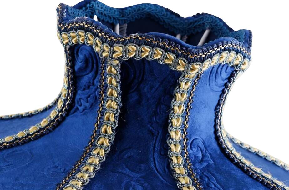 Vintage Table Lamp with Blue Floral Glass Shade - Romantic Accent Lamp for Bedroom