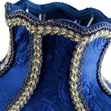 Vintage Table Lamp with Blue Floral Glass Shade - Romantic Accent Lamp for Bedroom