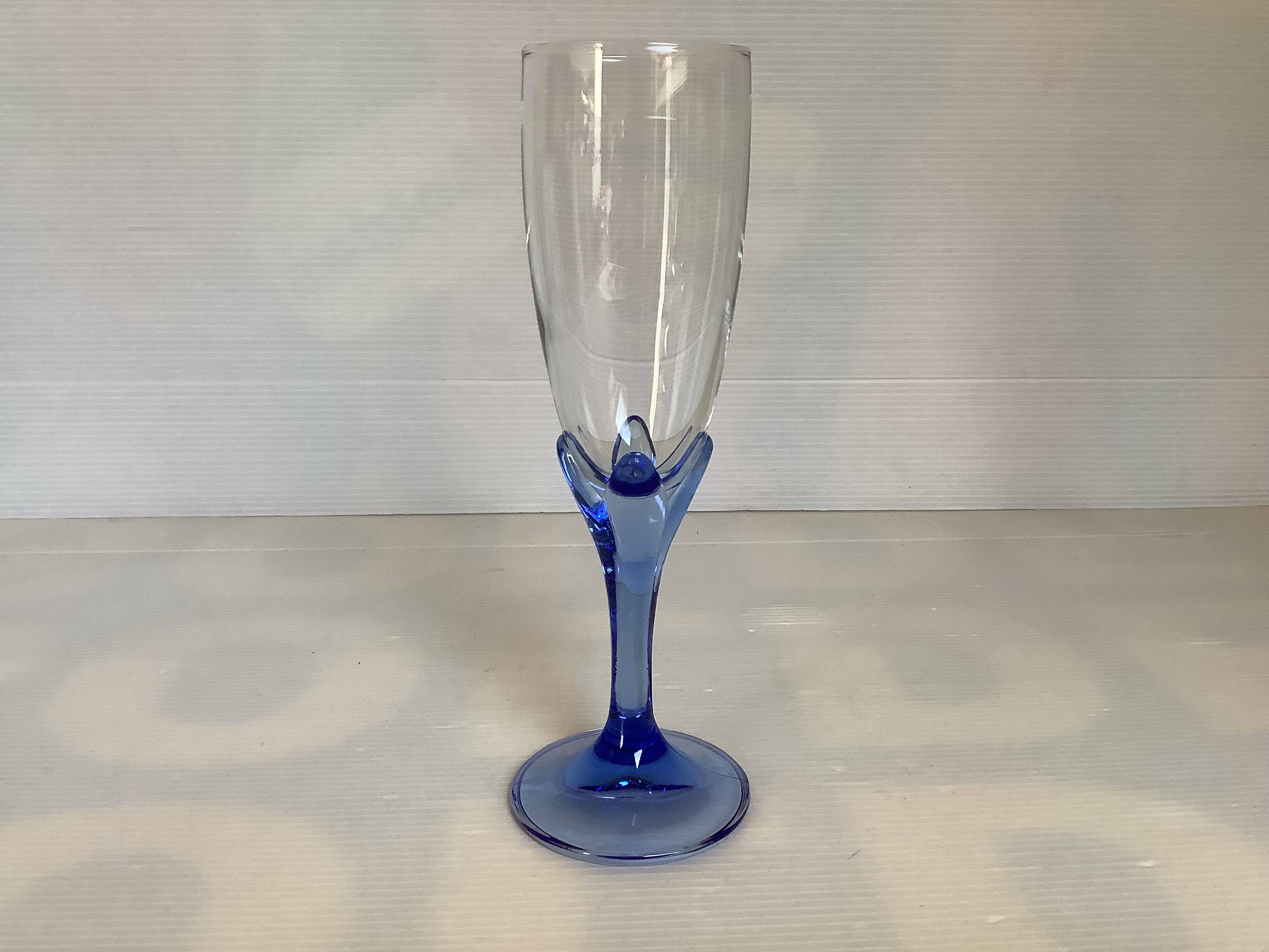 Six Bormioli Rocco Cobalt Blue Champagne Flutes