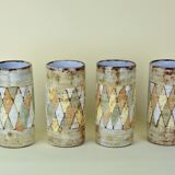 Pitcher and glasses with harlequin decoration, Atelier du Vieux Moulin