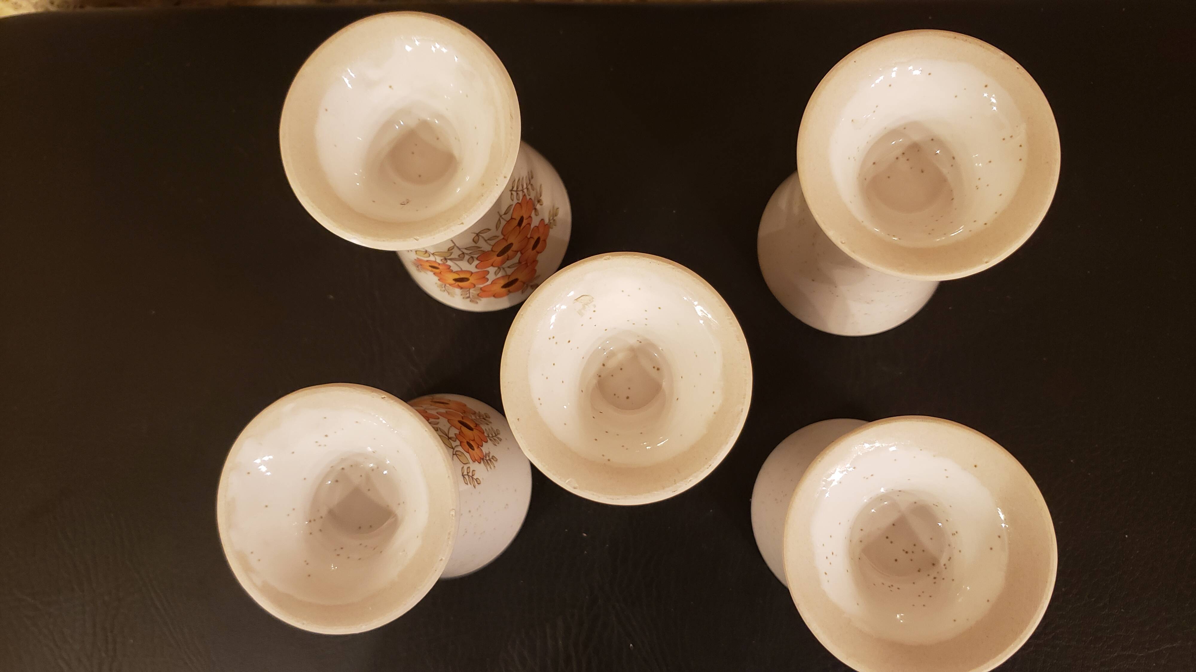 Set of 5 vintage floral art mazagrans