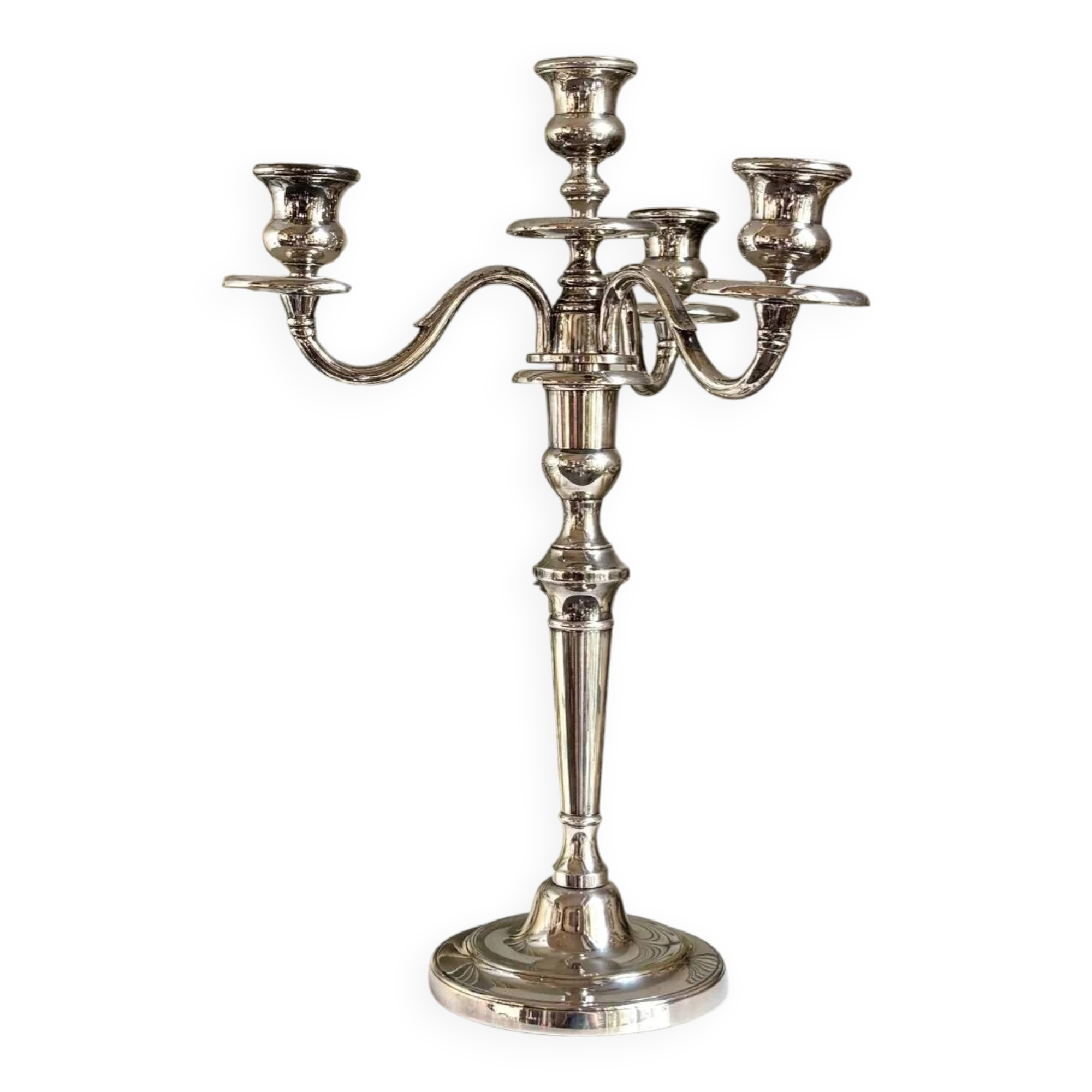 Chandelier with 4 lights, silver-plated candlestick.