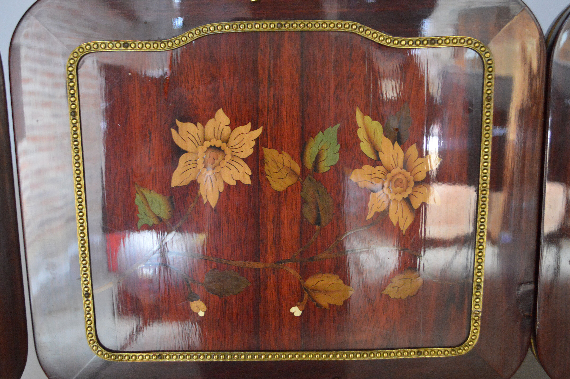 Neoclassical inlaid mahogany screen