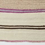2x11 Brown & Cream Vintage Kilim Runner Rug, 75x337Cm