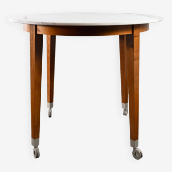 Neon High Table in mahogany lacquered cherrywood and Carrara marble