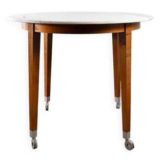 Neon High Table in mahogany lacquered cherrywood and Carrara marble