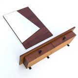 Teak mirror and shelf with drawers, 1950s