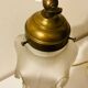 Brass table lamp with a glass shade