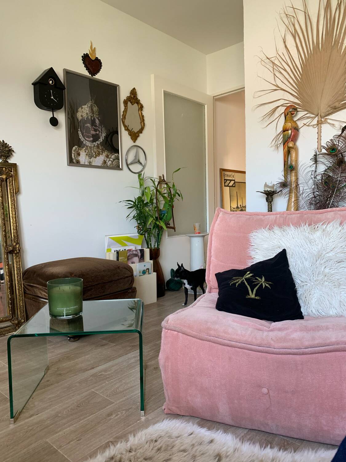 Curved glass coffee table