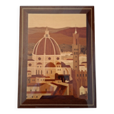 Quadro Intarsio Ligneo Artigianale Panorama Firenze (Cupola Brunelleschi)