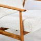 Armchair 'Lis', 1970s, white boucle, design by Henryk Lis - natural beech wood