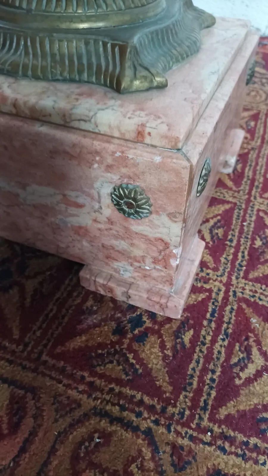High Louis XVI column in marble and bronze