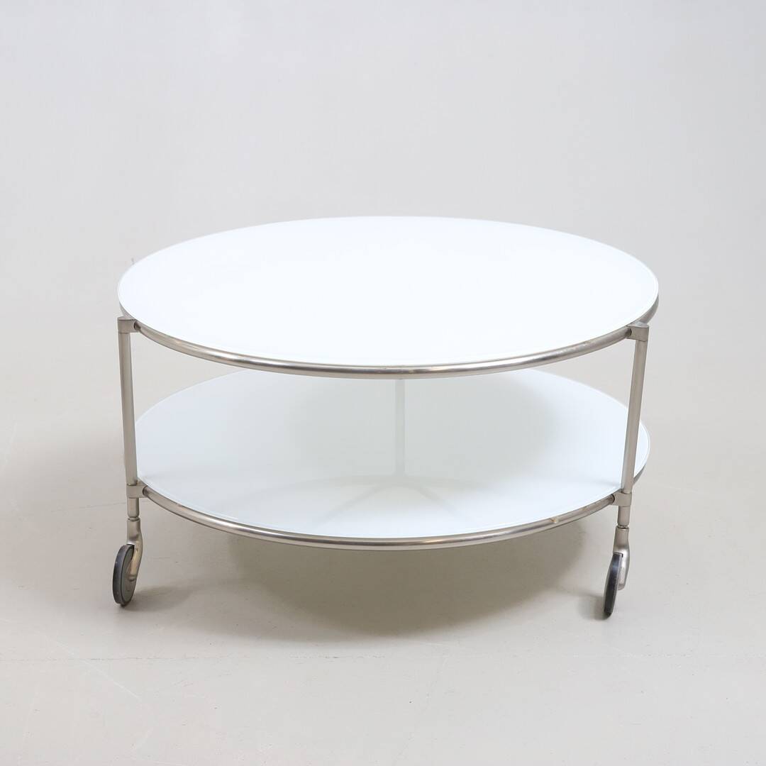 Round coffee table in opaline glass Ikea 1980 Sweden