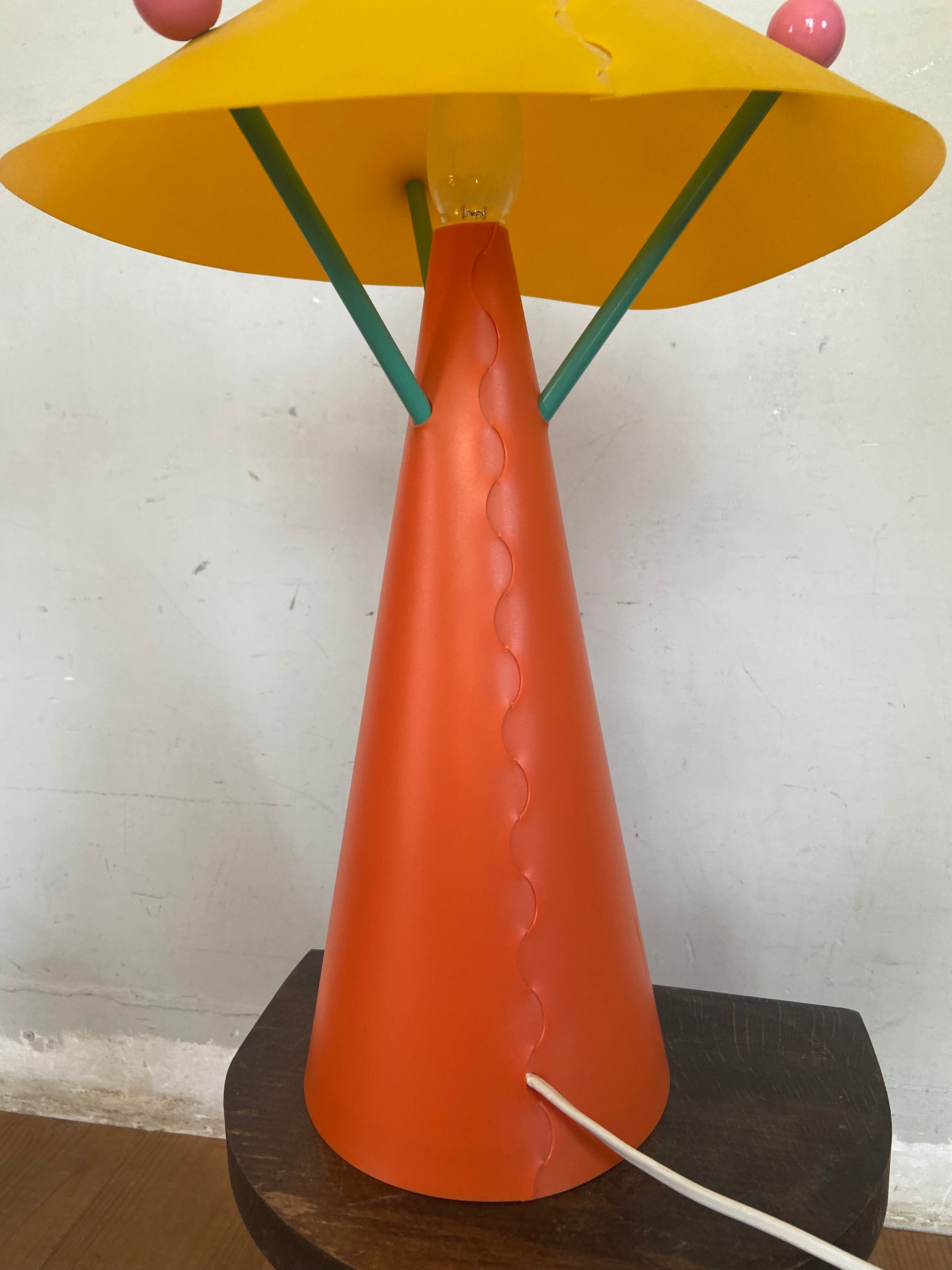 Vintage memphis style lamp in plastic of colors