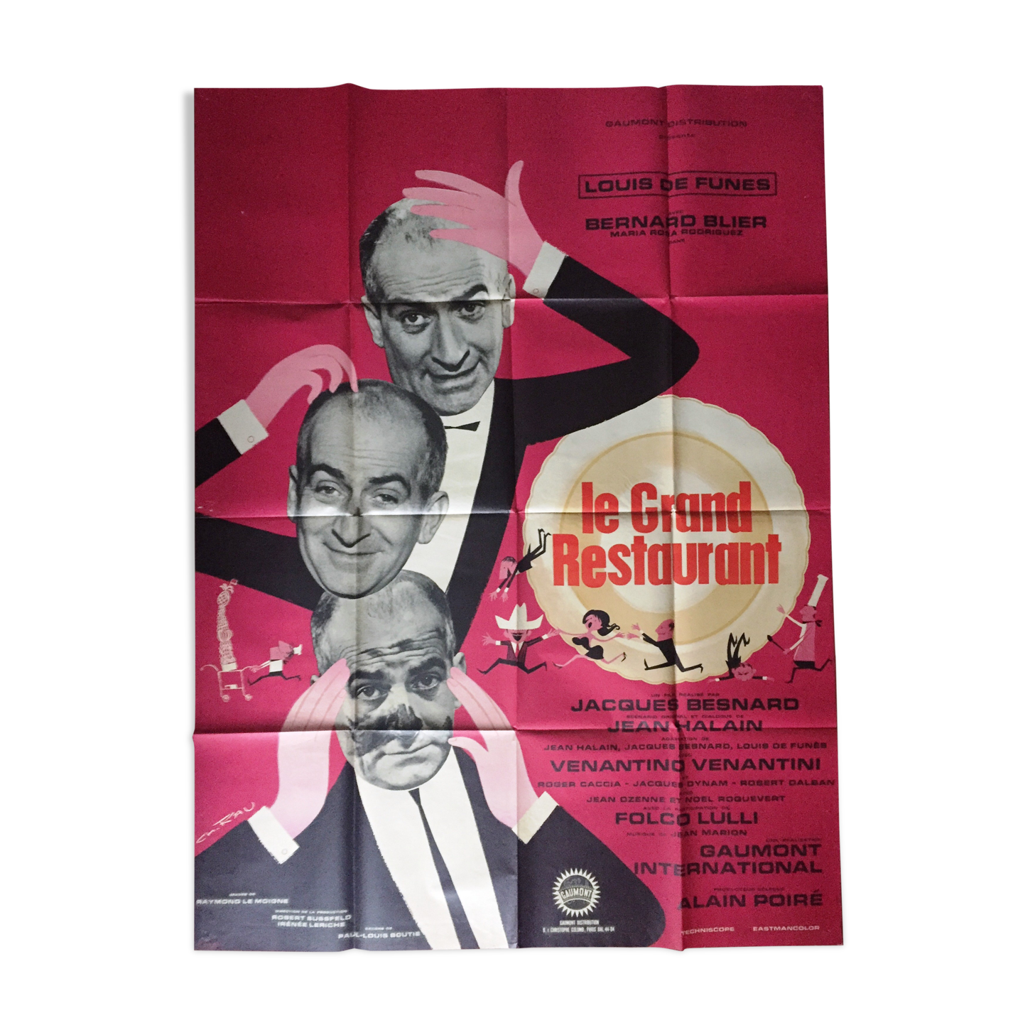 Cinema poster "The Grand Restaurant" Louis De Funes 120x160cm 1966